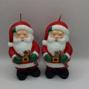 Vintage Red Santa Claus Holiday Candle Pair - Festive Home Holiday Décor
